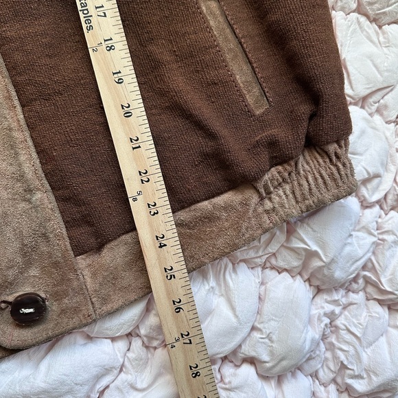 Vintage Aztec Suede Leather Jacket Brown Heavy Distressed Men’s L - Picture 8 of 10